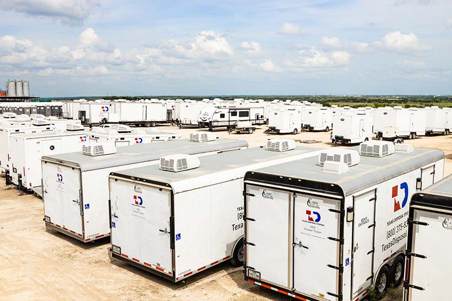 TDS emergency response or disaster relief parked in a holding lot